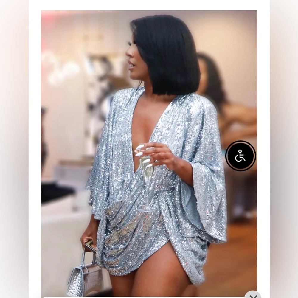 Silver Sequin Mini Dress